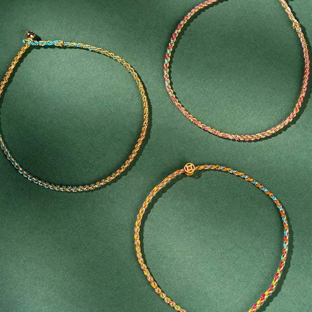 FREE Today: Luck Strength Colorful Rope Coin Bead Extra Thin Braided Bracelet