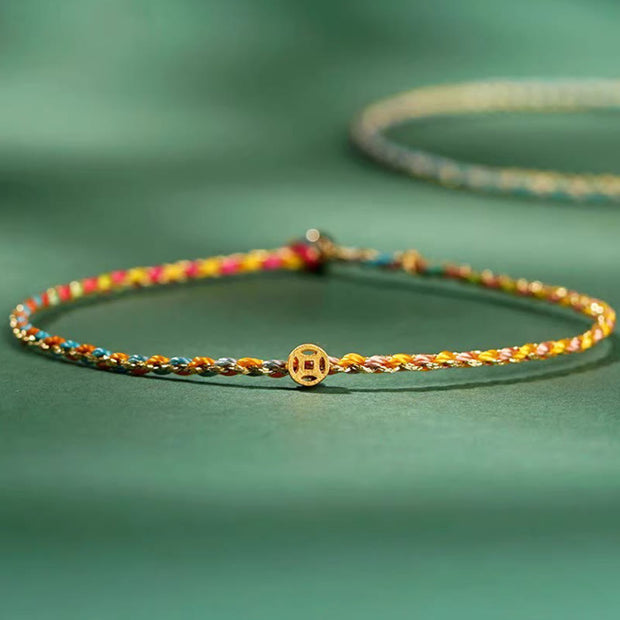FREE Today: Luck Strength Colorful Rope Coin Bead Extra Thin Braided Bracelet