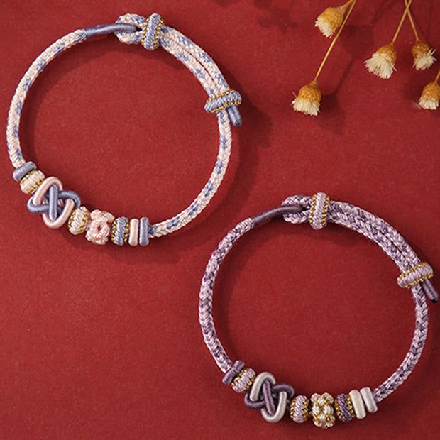 FREE Today: Faith and Connection Handcrafted Peach Blossom Peace Knot Colorful Rope Adjustable Bracelet