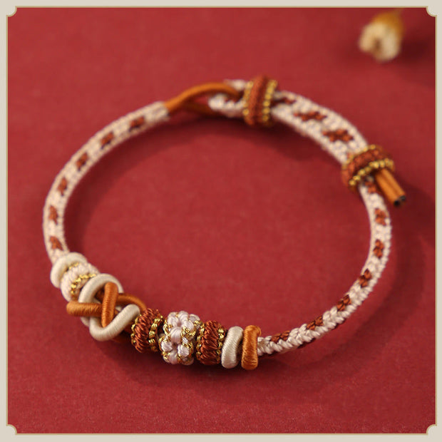 FREE Today: Faith and Connection Handcrafted Peach Blossom Peace Knot Colorful Rope Adjustable Bracelet