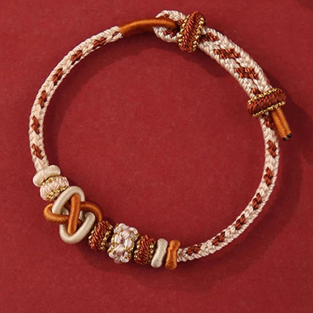 FREE Today: Faith and Connection Handcrafted Peach Blossom Peace Knot Colorful Rope Adjustable Bracelet