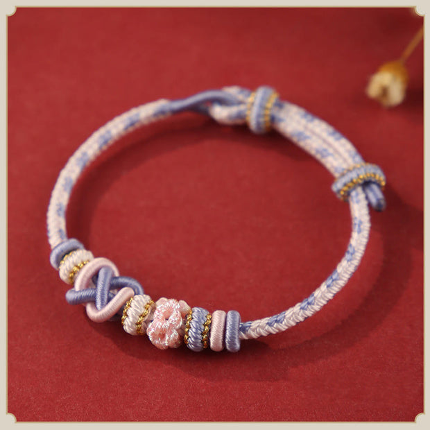 FREE Today: Faith and Connection Handcrafted Peach Blossom Peace Knot Colorful Rope Adjustable Bracelet