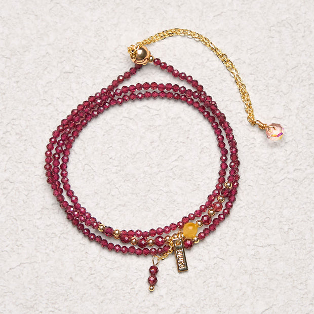 FREE Today: Protection and Purification Small Natural Garnet Triple Wrap Bracelet