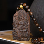 FREE Today: Balance and Strength Qinan Agarwood Avalokitesvara Yellow God of Wealth Bead Necklace Pendant