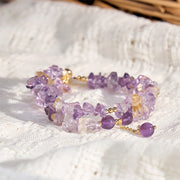 FREE Today: Spiritual Awareness Irregular Natural Amethyst Citrine Gravel Double Layer Bracelet