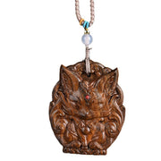 Buddha Stones Qinan Agarwood Nine Tailed Fox Balance Necklace Pendant