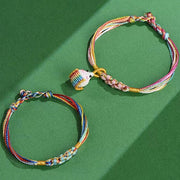 Buddha Stones Colorful Rope Peach Blossom Knot Zongzi Braided Bracelet