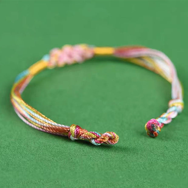 Buddha Stones Colorful Rope Peach Blossom Knot Zongzi Braided Bracelet