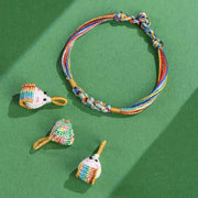 Buddha Stones Colorful Rope Peach Blossom Knot Zongzi Braided Bracelet