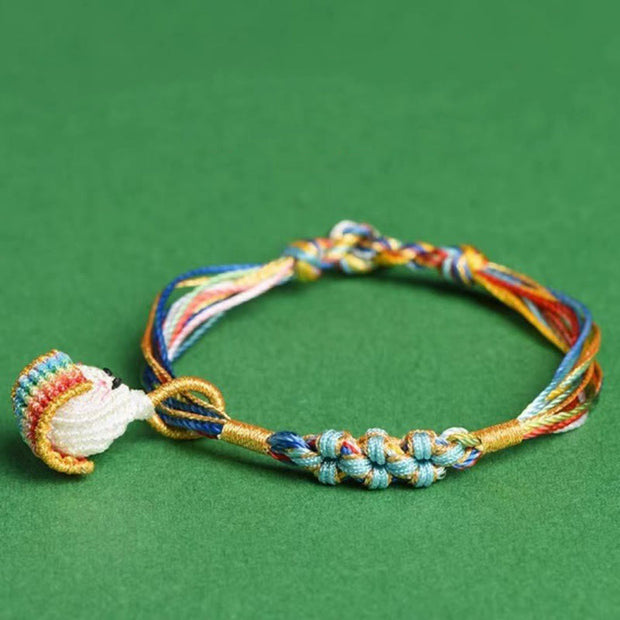 Buddha Stones Colorful Rope Peach Blossom Knot Zongzi Braided Bracelet