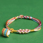 Buddha Stones Colorful Rope Peach Blossom Knot Zongzi Braided Bracelet