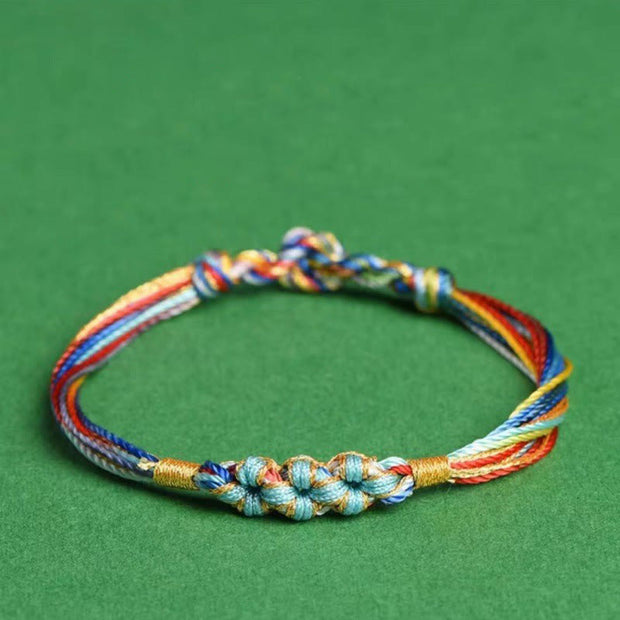 Buddha Stones Colorful Rope Peach Blossom Knot Zongzi Braided Bracelet