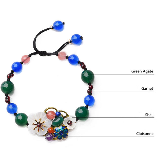 Buddha Stones Agate Shell Flower Support Bracelet