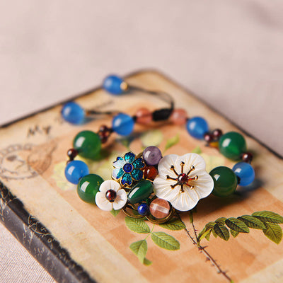 Buddha Stones Agate Shell Flower Support Bracelet