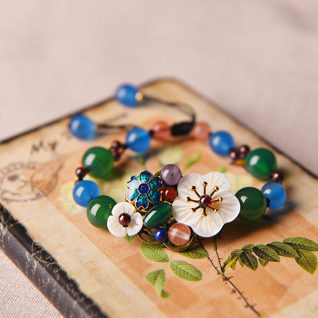 Buddha Stones Agate Shell Flower Support Bracelet