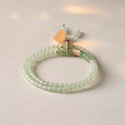 FREE Today: Luck and Positivity Multiple Circles Natural Aventurine Glass Lotus Pods Lucky Bamboo Bracelet