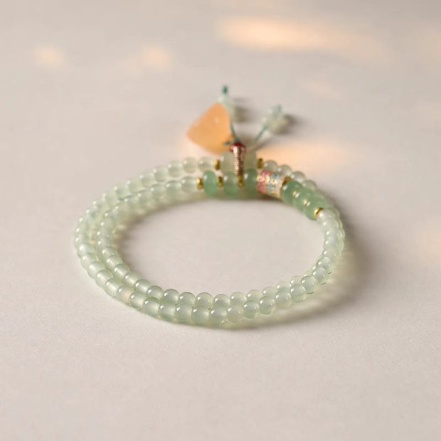 FREE Today: Luck and Positivity Multiple Circles Natural Aventurine Glass Lotus Pods Lucky Bamboo Bracelet