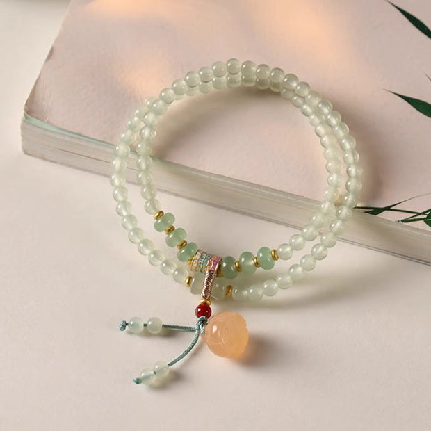 FREE Today: Luck and Positivity Multiple Circles Natural Aventurine Glass Lotus Pods Lucky Bamboo Bracelet
