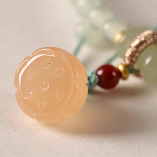 FREE Today: Luck and Positivity Multiple Circles Natural Aventurine Glass Lotus Pods Lucky Bamboo Bracelet