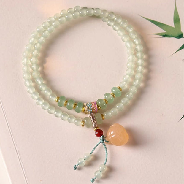 FREE Today: Luck and Positivity Multiple Circles Natural Aventurine Glass Lotus Pods Lucky Bamboo Bracelet