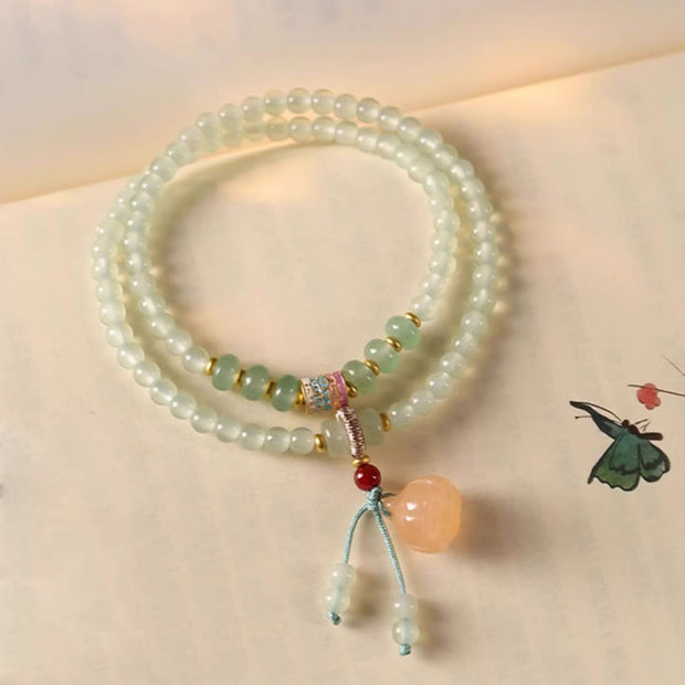 FREE Today: Luck and Positivity Multiple Circles Natural Aventurine Glass Lotus Pods Lucky Bamboo Bracelet