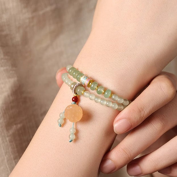 FREE Today: Luck and Positivity Multiple Circles Natural Aventurine Glass Lotus Pods Lucky Bamboo Bracelet