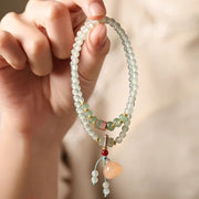 FREE Today: Luck and Positivity Multiple Circles Natural Aventurine Glass Lotus Pods Lucky Bamboo Bracelet