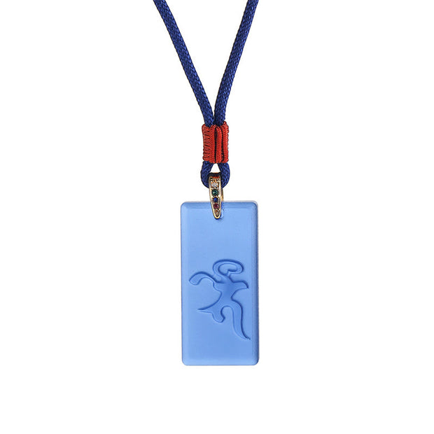 Buddha Stones Tibetan Green Tara Medicine Buddha Sanskrit Pattern Liuli Crystal Protection Necklace Pendant