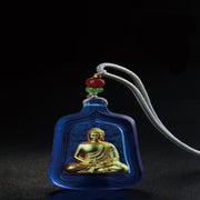 Buddha Stones Tibetan Medicine Buddha Liuli Crystal Compassion Serenity Necklace Pendant