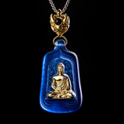 Buddha Stones Tibetan Medicine Buddha Liuli Crystal Compassion Serenity Necklace Pendant