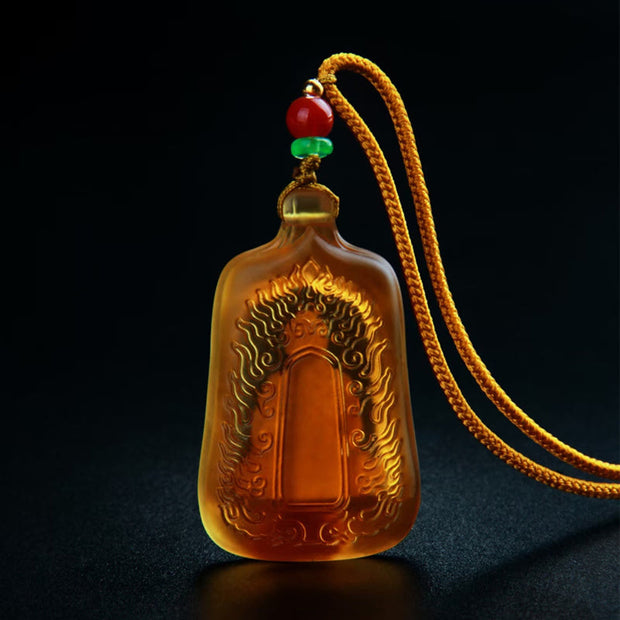 Buddha Stones Tibetan Medicine Buddha Liuli Crystal Compassion Serenity Necklace Pendant