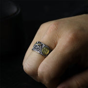 Buddha Stones 925 Sterling Silver PiXiu Copper Coin Brass Wealth Luck Adjustable Ring