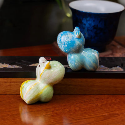 Buddha Stones Cute Mini Dog Sandalwood Lacquer Craft Healing Decoration Random Color(Blind Box)