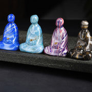 Buddha Stones Mini Formless Buddha Ebony Wood Lacquer Craft Peace Incense Stick Holder Decoration