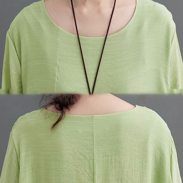 Buddha Stones Casual Vintage 2pcs Plain Simple Irregular Hem Design Crew Neck Long Sleeve T-Shirt Top Pants With Pockets Meditation Zen Tai Chi Clothing Women's Set