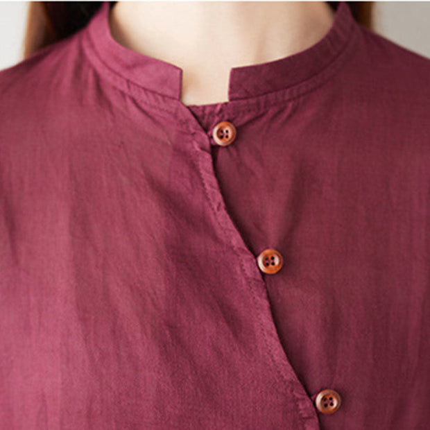 Buddha Stones Casual 2pcs Plain Three Quarter Sleeve Slanted Collar Shirt Top Skirt With Pockets Meditation Zen Tai Chi Clothing Women's Set