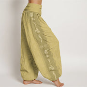 Buddha Stones Om Mani Padme Hum Pattern Women's Elastic Waist Harem Pants - image 10