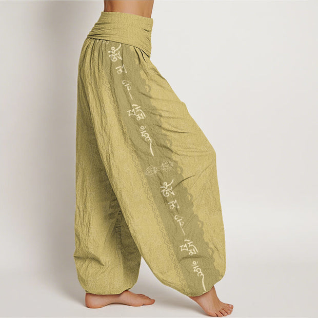Buddha Stones Om Mani Padme Hum Pattern Women's Elastic Waist Harem Pants - image 10