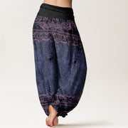 Buddha Stones Pure Cotton Elegant Mandala Flowers Design Women's Elastic Waist Harem Pants