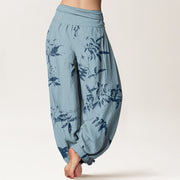 Buddha Stones Pure Cotton Branch Pattern Women's Elastic Waist Harem Pants - image 8
