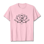 Buddha Stones Blooming Lotus Om Sanskrit Pattern Cotton Tee T-shirt