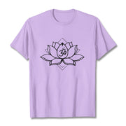 Buddha Stones Blooming Lotus Om Sanskrit Pattern Cotton Tee T-shirt