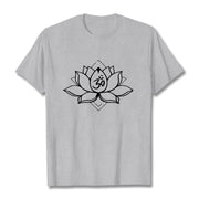 Buddha Stones Blooming Lotus Om Sanskrit Pattern Cotton Tee T-shirt