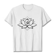 Buddha Stones Blooming Lotus Om Sanskrit Pattern Cotton Tee T-shirt