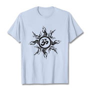 Buddha Stones Sunburst Pattern Surrounding An Om Symbol Pattern Cotton Tee T-shirt