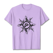 Buddha Stones Sunburst Pattern Surrounding An Om Symbol Pattern Cotton Tee T-shirt