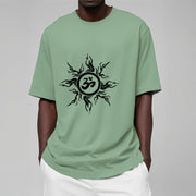 Buddha Stones Sunburst Pattern Surrounding An Om Symbol Pattern Cotton Tee T-shirt