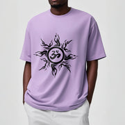Buddha Stones Sunburst Pattern Surrounding An Om Symbol Pattern Cotton Tee T-shirt
