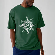 Buddha Stones Sunburst Pattern Surrounding An Om Symbol Pattern Cotton Tee T-shirt