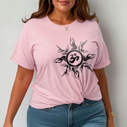 Buddha Stones Sunburst Pattern Surrounding An Om Symbol Pattern Cotton Tee T-shirt